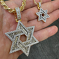 Iced Out Baguette Round Diamond Star Pendant  customdiamjewel   