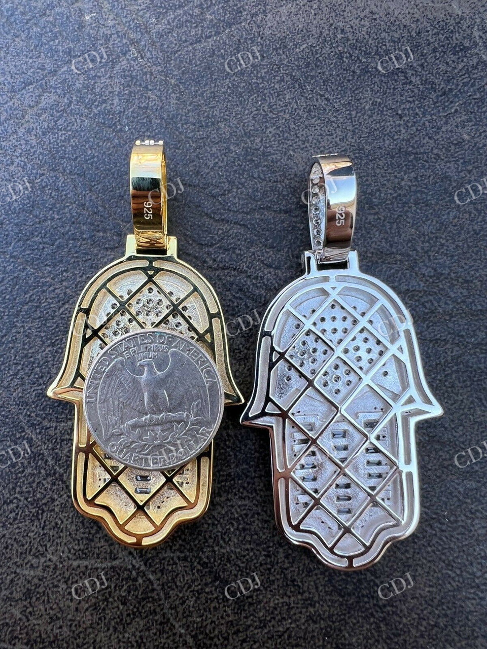 Men's Hamsa Hand Iced Out Diamond Pendant  customdiamjewel   