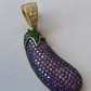 Eggplant Emoji Iced Out Sterling Silver Pendant  customdiamjewel   