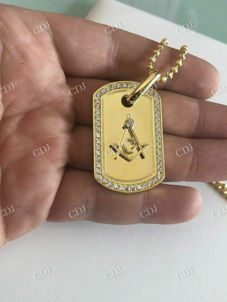 14k Solid Gold Round Diamond Hip Hop Pendant  customdiamjewel   