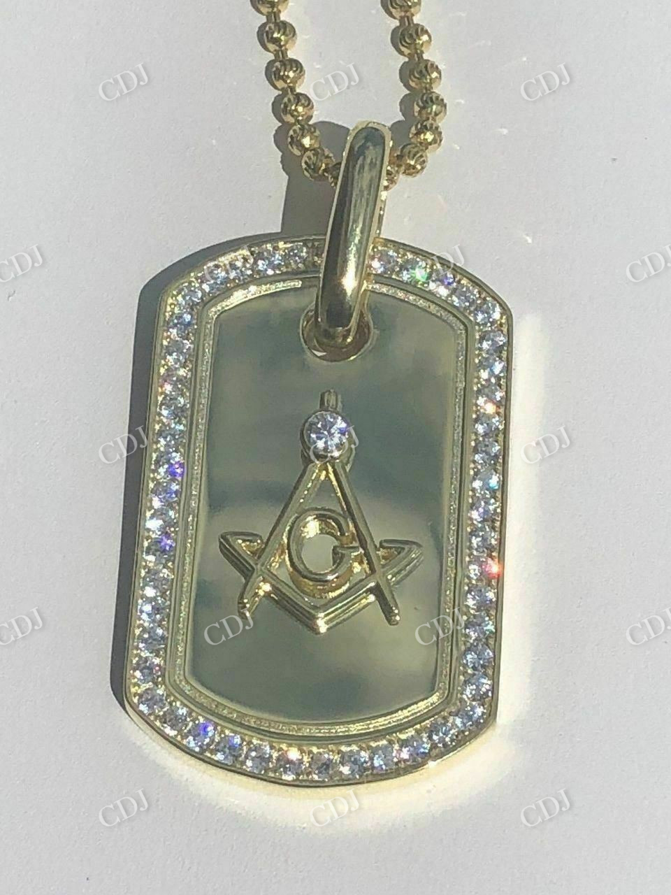 14k Solid Gold Round Diamond Hip Hop Pendant  customdiamjewel   