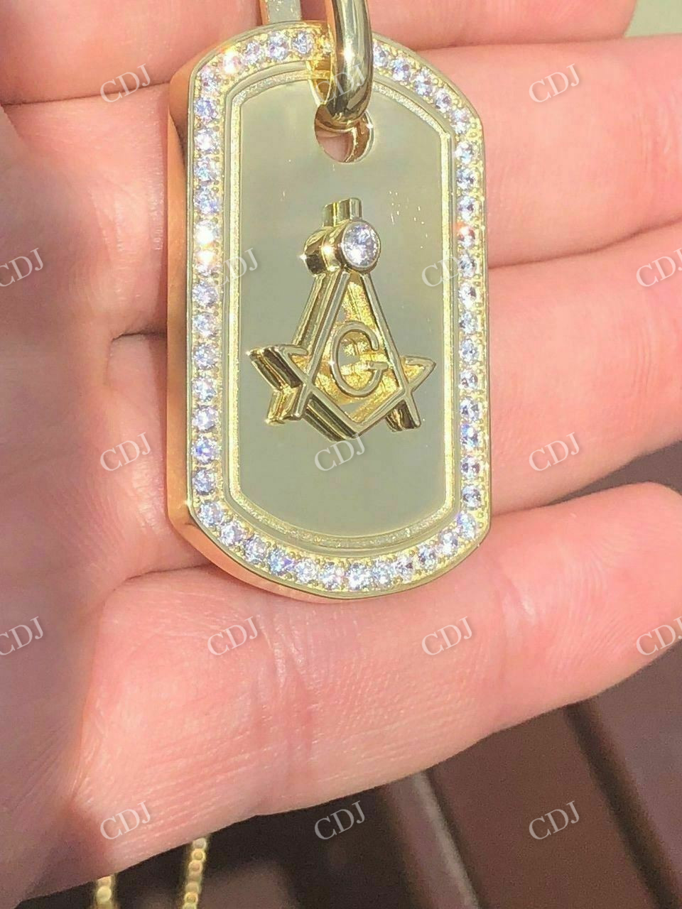 14k Solid Gold Round Diamond Hip Hop Pendant  customdiamjewel   