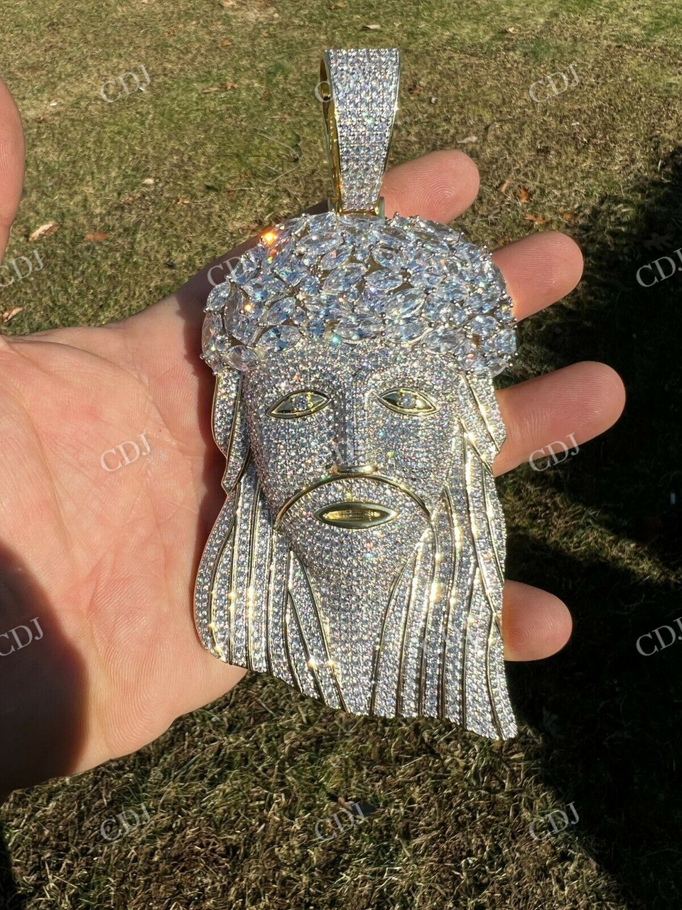 Marquise Round Diamond  Iced Out Jesus Pendant  customdiamjewel   