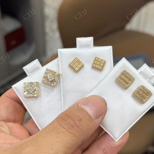 New Design Hip Hop Iced Out Heavy Square Earrings hip hop jewelry CustomDiamJewel   