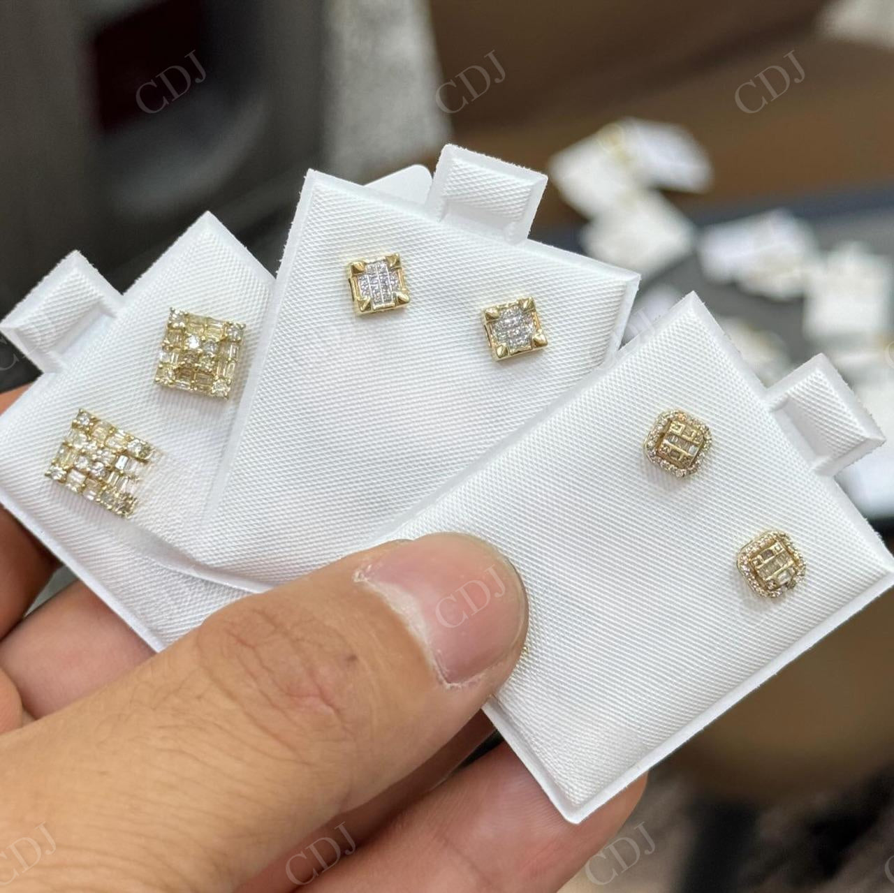 New Design Hip Hop Iced Out Heavy Square Earrings hip hop jewelry CustomDiamJewel   