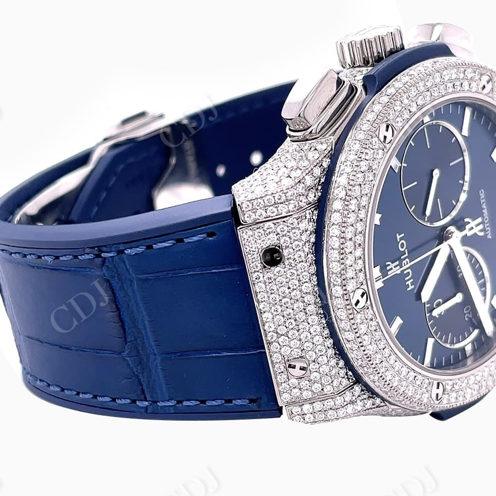 Hublot Custom Diamond Blue Dial Watch  customdiamjewel   