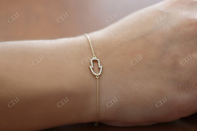 Round Cut Natural Diamond 14K Solid Gold Simple Bracelet  customdiamjewel   