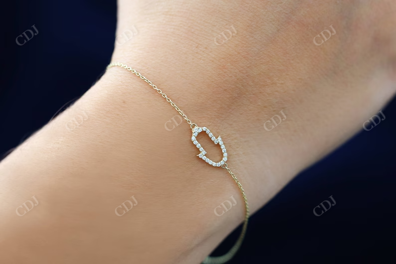 Round Cut Natural Diamond 14K Solid Gold Simple Bracelet  customdiamjewel   