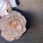 Hip Hop 18K Rose Gold Rose Flower Pendant For Unisex hip hop jewelry CustomDiamJewel   