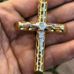 Two Tone Solid Gold Jesus Cross Pendant  customdiamjewel   