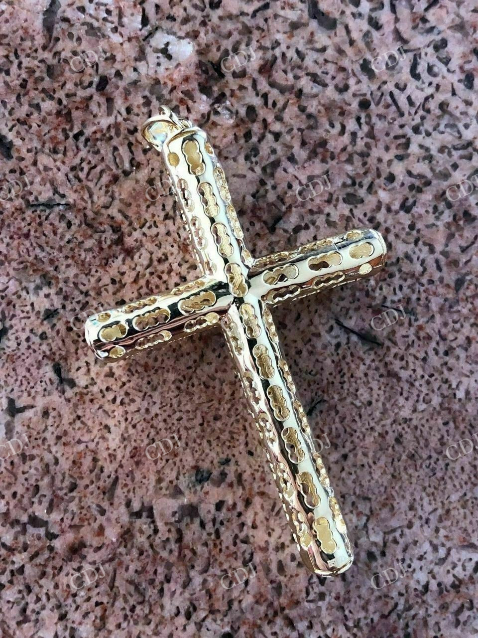 Two Tone Solid Gold Jesus Cross Pendant  customdiamjewel   