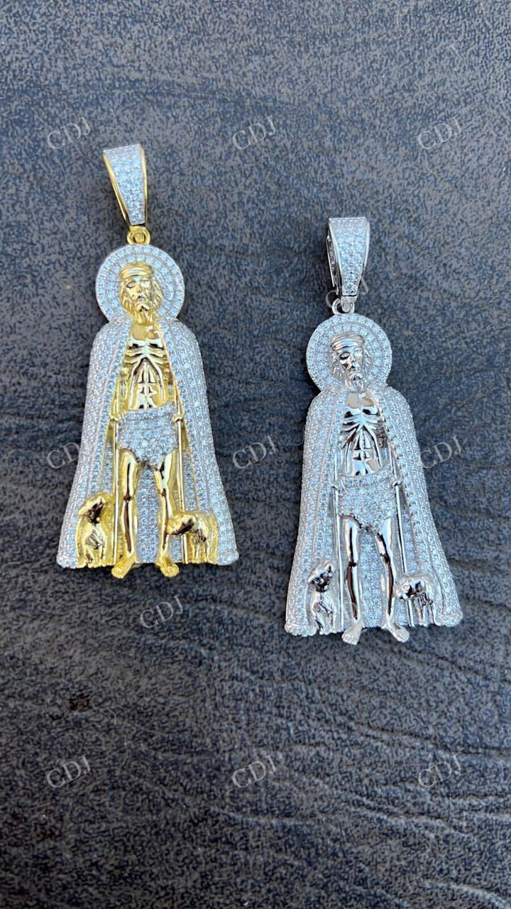 Saint St Lazarus Iced Hip Hop Diamond Pendant  customdiamjewel   