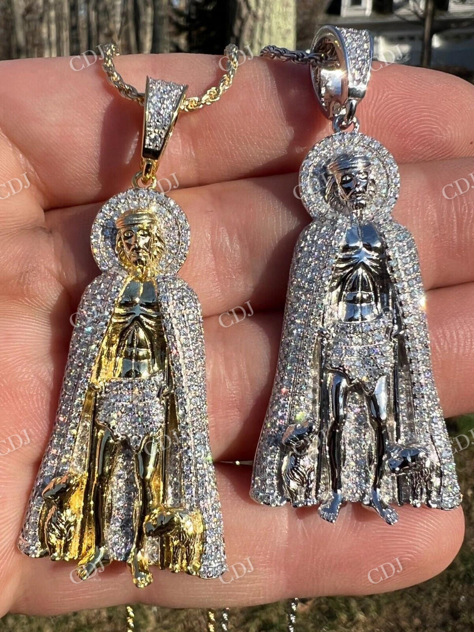 Saint St Lazarus Iced Hip Hop Diamond Pendant  customdiamjewel   