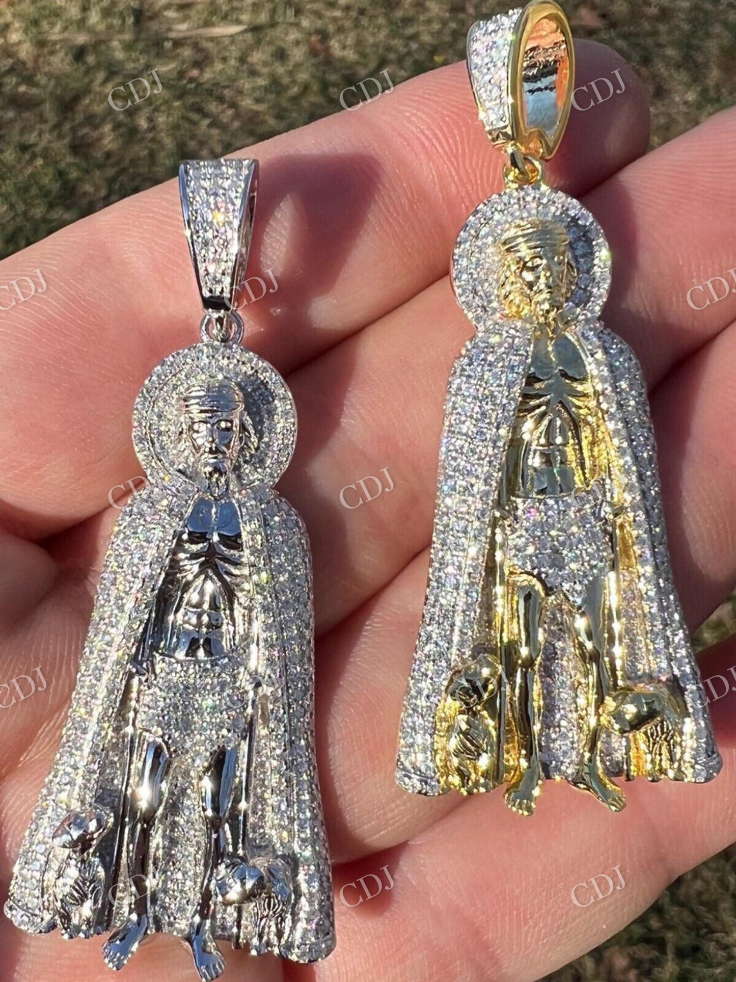 Saint St Lazarus Iced Hip Hop Diamond Pendant  customdiamjewel   