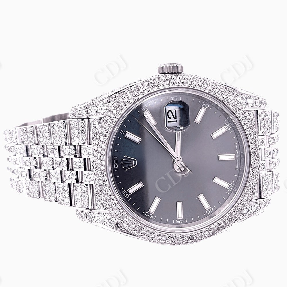 Black Dial Custom Diamond Rolex Watch  customdiamjewel   