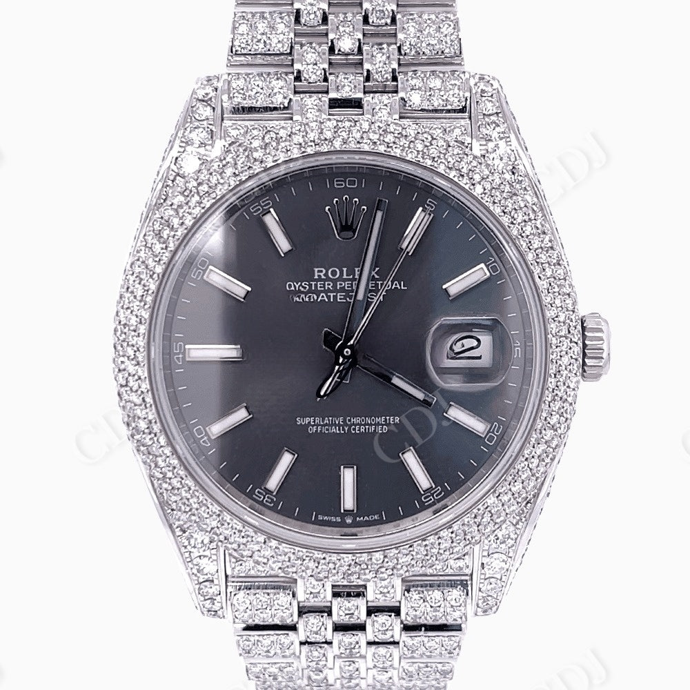 Black Dial Custom Diamond Rolex Watch  customdiamjewel   