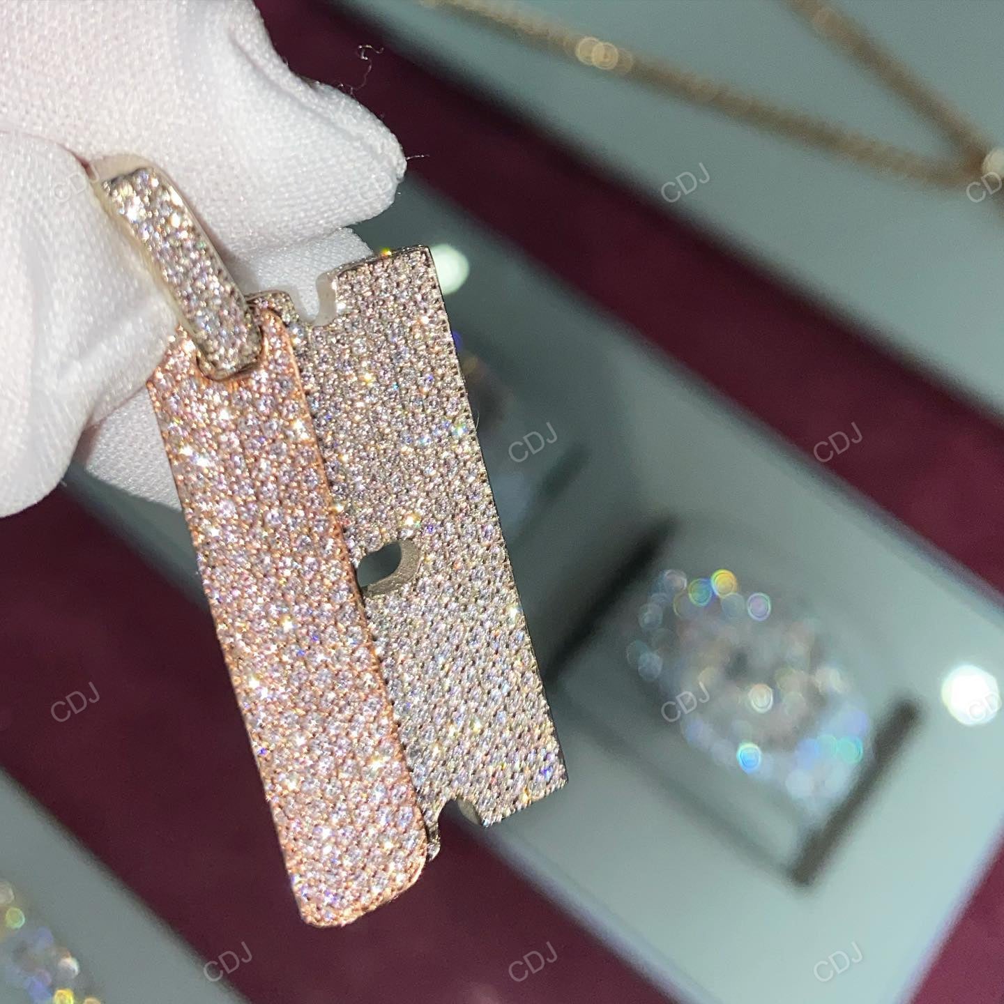 Hip Hop Two Tone Iced Out Diamond Pendant For Women hip hop jewelry CustomDiamJewel   