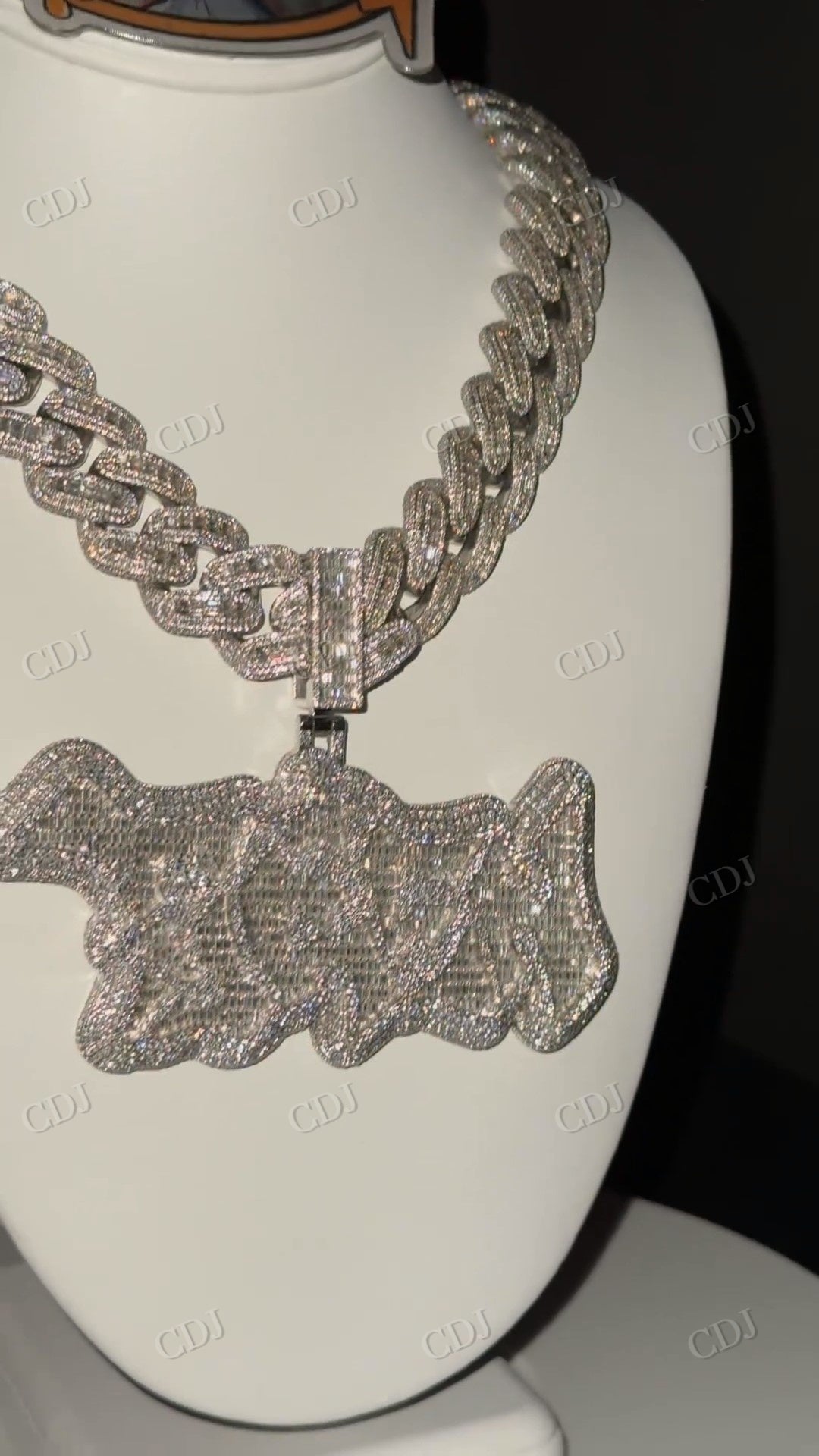 Custom Iced Out Round And Baguette Diamond Silver Necklaces  customdiamjewel   