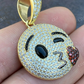 14K Gold Hip Hop Kiss Face Emoji Diamond Pendant  customdiamjewel   