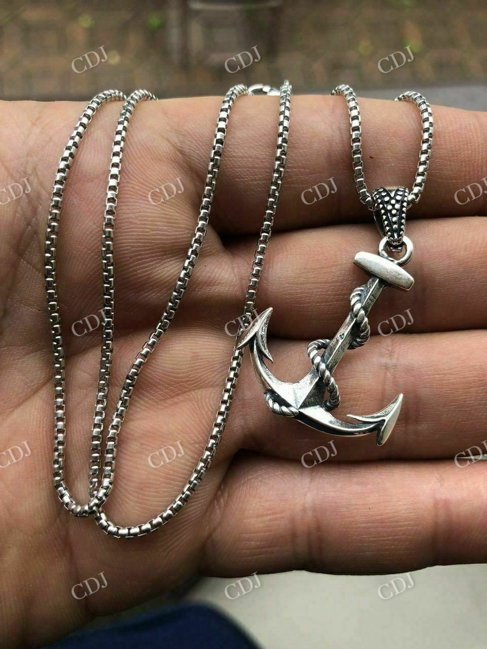 925 Sterling Silver Nautical NAVY Anchor Mens Pendant  customdiamjewel   