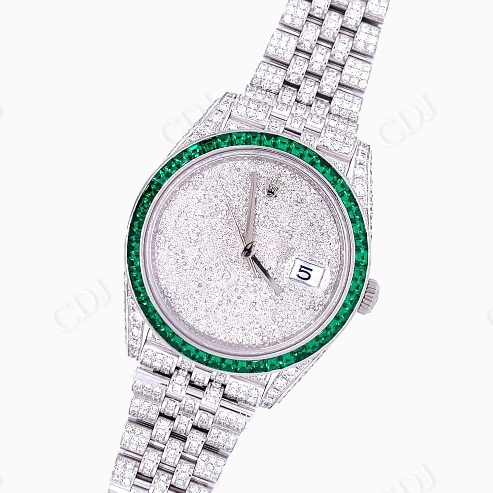 Rolex Green Gemstone Bezel Fully Diamond Watch  customdiamjewel   