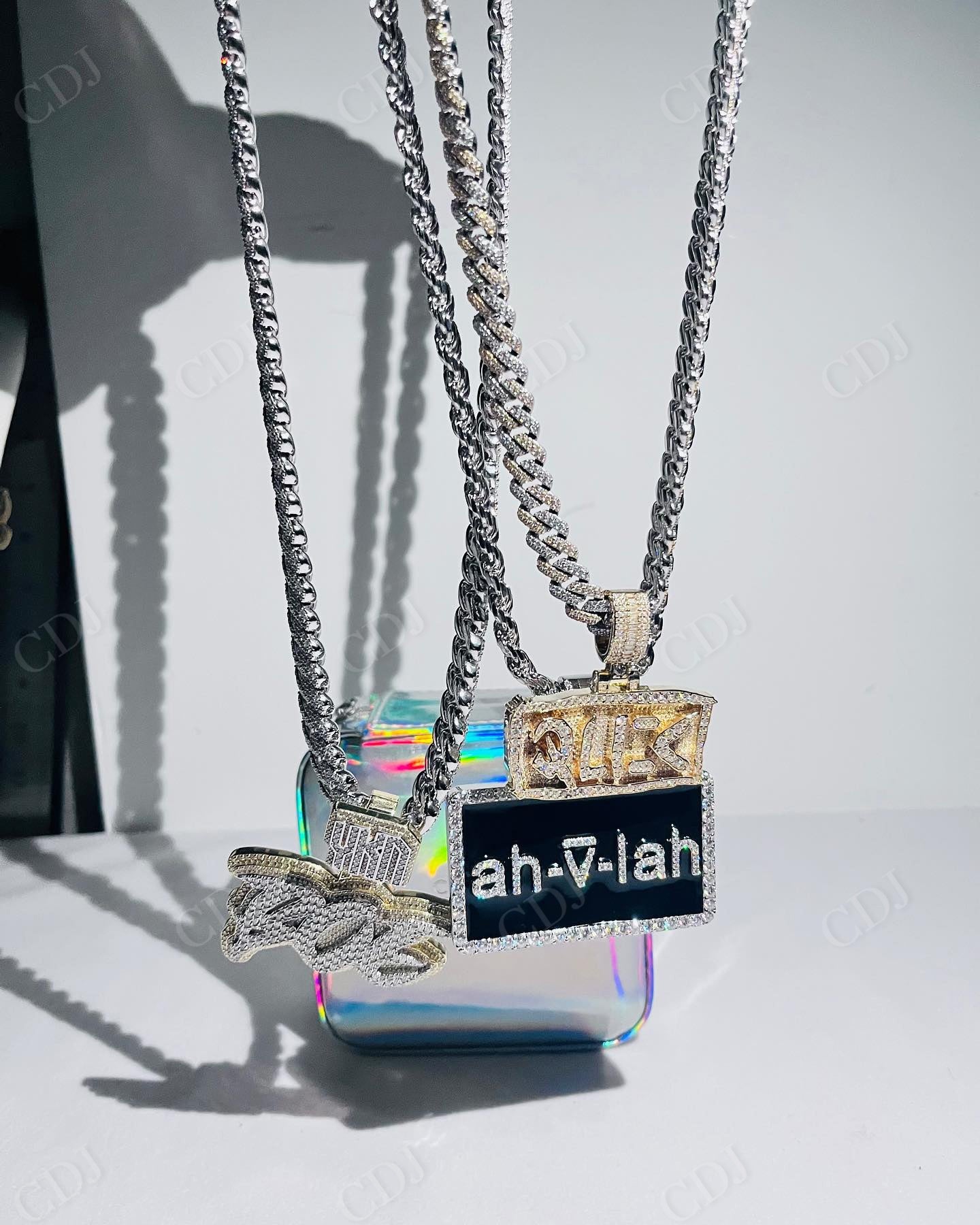 Hip Hop Baguette Diamond Letter Pendant hip hop jewelry CustomDiamJewel   