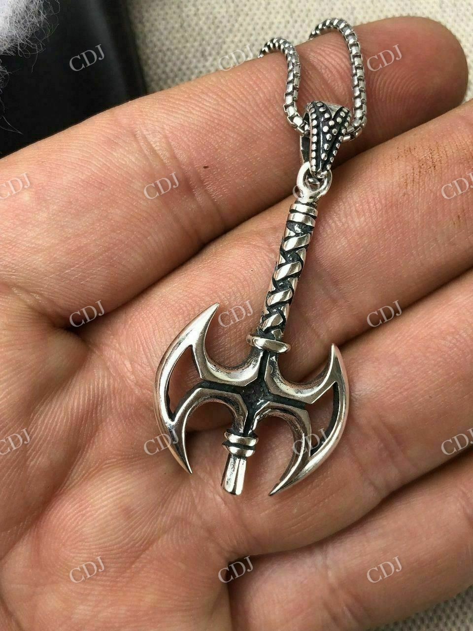 925 Sterling Silver Viking Battle Ax Mens Gothic Pendant  customdiamjewel   