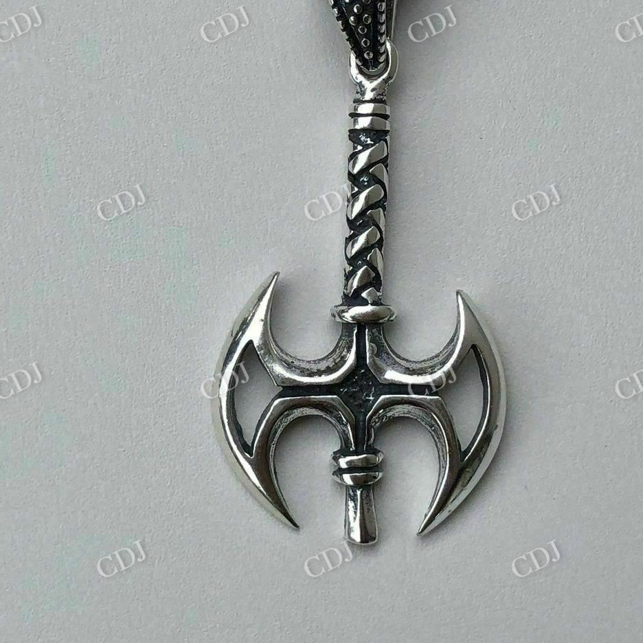 925 Sterling Silver Viking Battle Ax Mens Gothic Pendant  customdiamjewel   