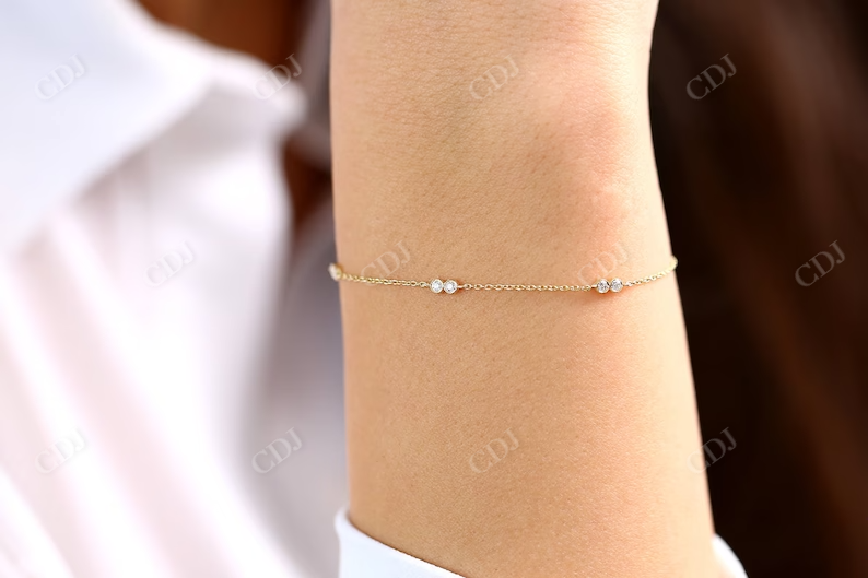 Brilliant Cut Natural Diamond 14K Solid Gold Link Bracelet  customdiamjewel   