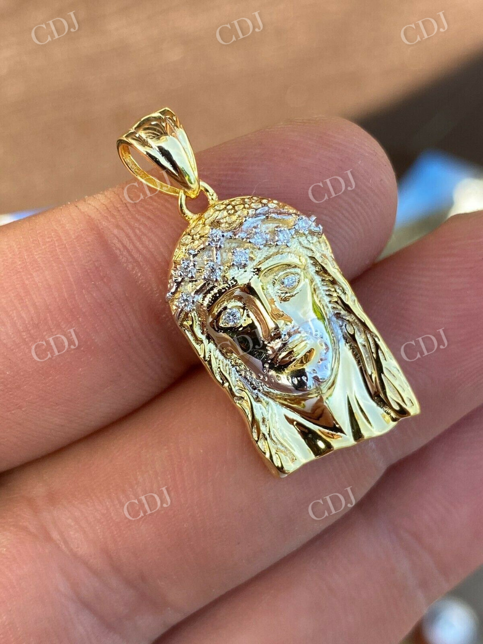 14k Gold Jesus Piece Hip Hop Diamond Pendant  customdiamjewel   