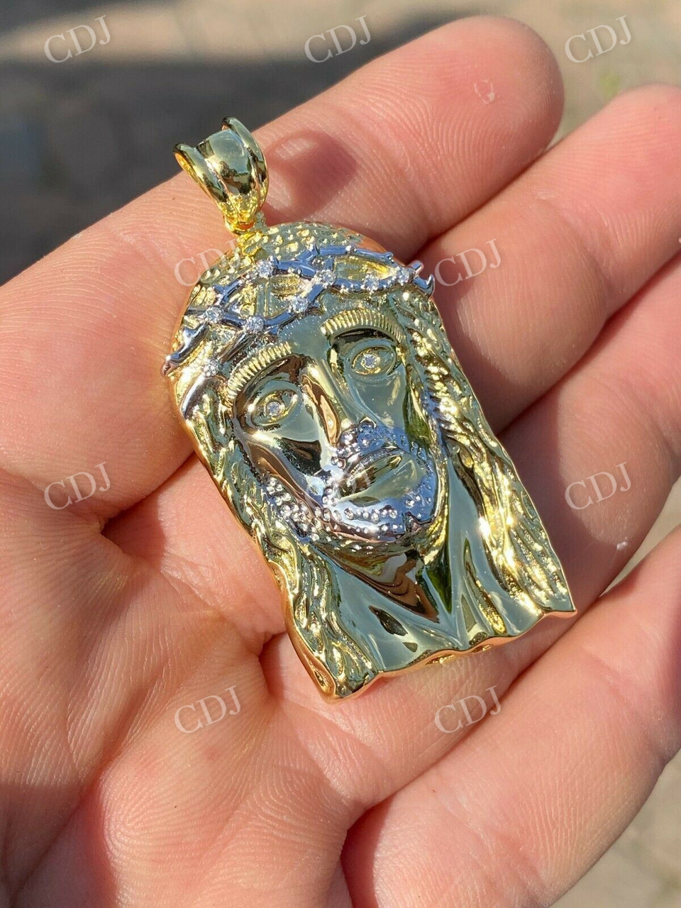 14k Gold Jesus Piece Hip Hop Diamond Pendant  customdiamjewel   