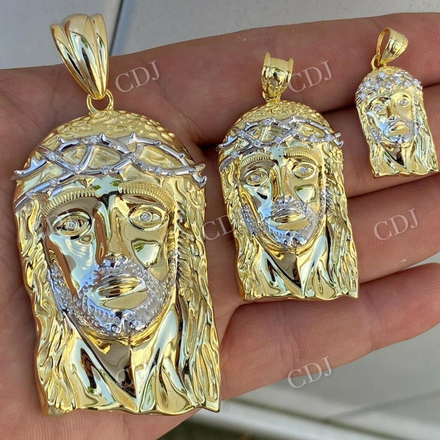 14k Gold Jesus Piece Hip Hop Diamond Pendant  customdiamjewel   