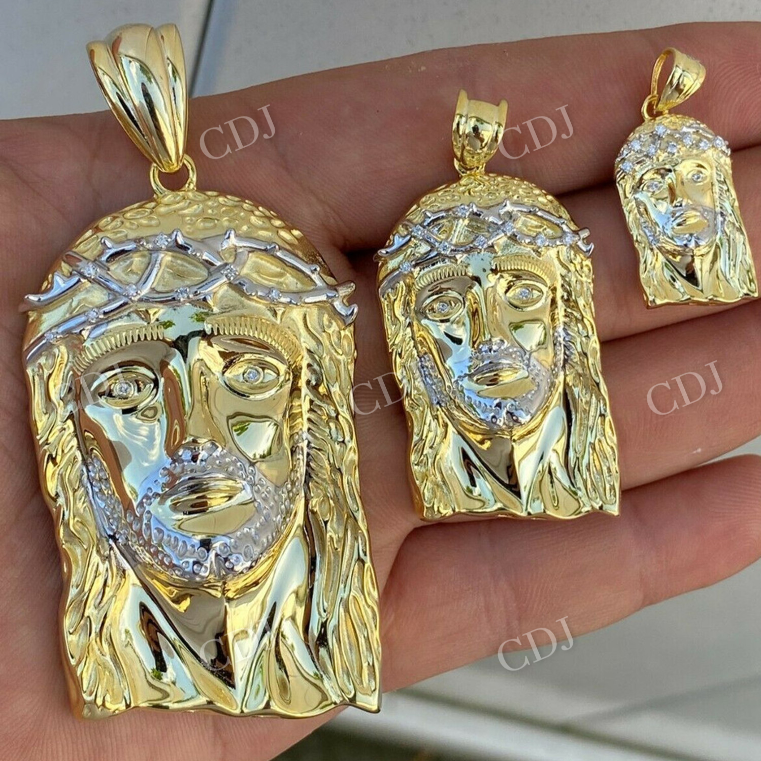 14k Gold Jesus Piece Hip Hop Diamond Pendant  customdiamjewel   