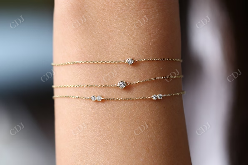 Brilliant Cut Natural Diamond 14K Solid Gold Link Bracelet  customdiamjewel   