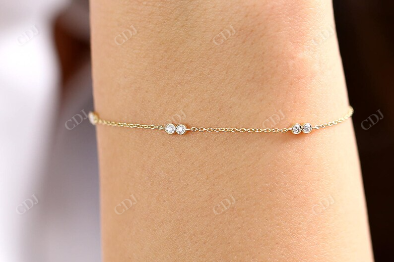 Brilliant Cut Natural Diamond 14K Solid Gold Link Bracelet  customdiamjewel   