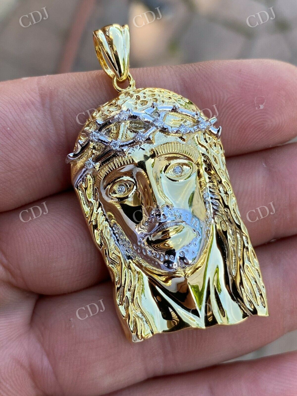 14k Gold Jesus Piece Hip Hop Diamond Pendant  customdiamjewel   