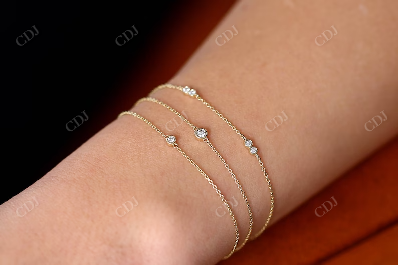 Brilliant Cut Natural Diamond 14K Solid Gold Link Bracelet  customdiamjewel   