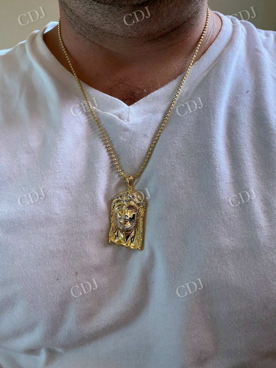 14k Gold Jesus Piece Hip Hop Diamond Pendant  customdiamjewel   