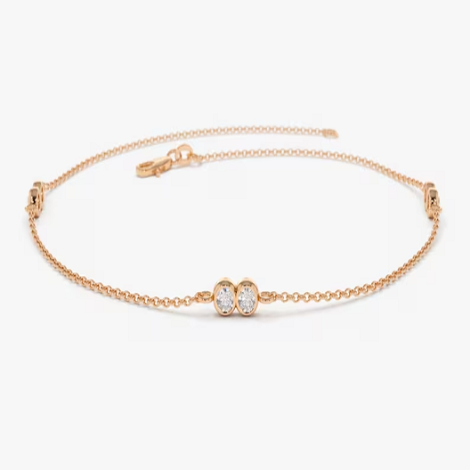 Brilliant Cut Natural Diamond 14K Solid Gold Link Bracelet  customdiamjewel 10 KT Solid Gold Rose Gold VVS-EF