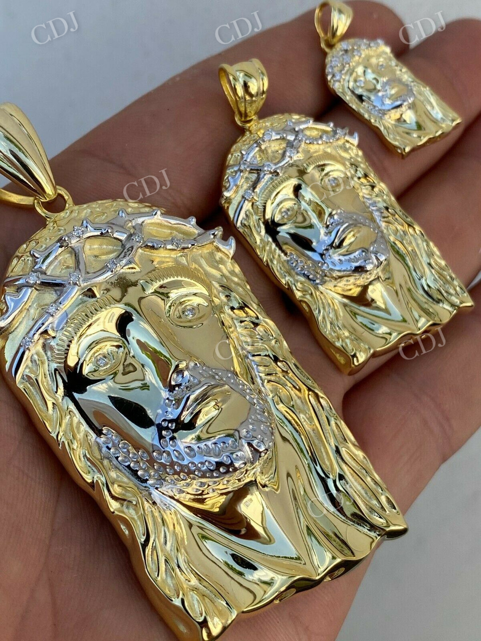 14k Gold Jesus Piece Hip Hop Diamond Pendant  customdiamjewel   