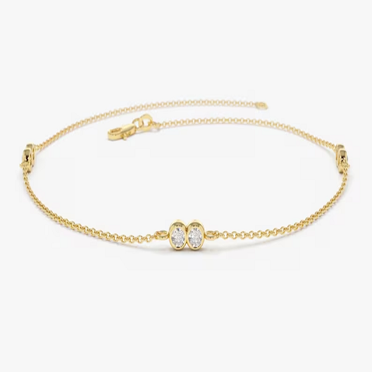 Brilliant Cut Natural Diamond 14K Solid Gold Link Bracelet  customdiamjewel 10 KT Solid Gold Yellow Gold VVS-EF