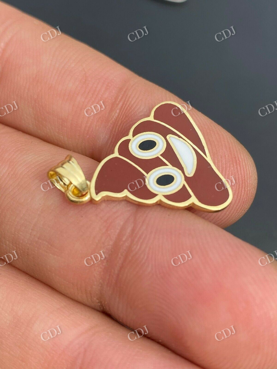 14K Yellow Gold Poop Emoji Pendant  customdiamjewel   