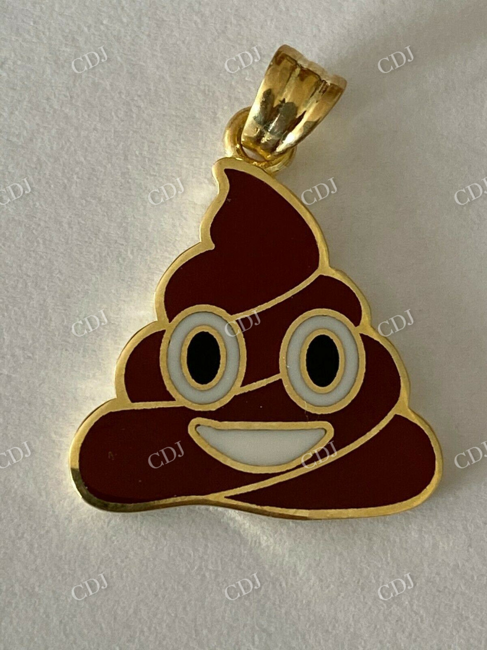 14K Yellow Gold Poop Emoji Pendant  customdiamjewel   