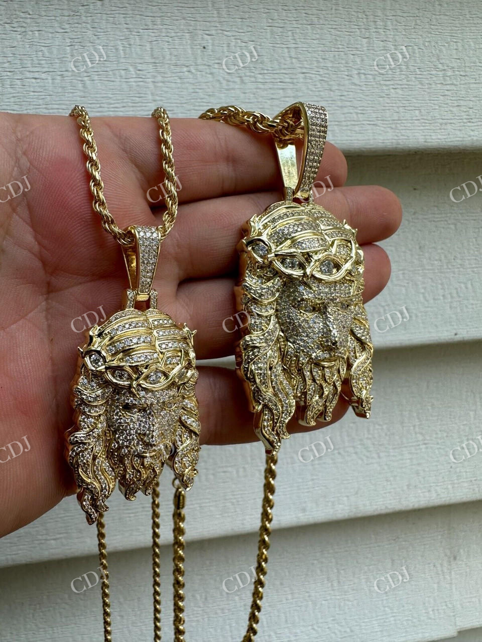 14K Gold Fully Iced Hip Hop Jesus Piece Diamond Pendant  customdiamjewel   