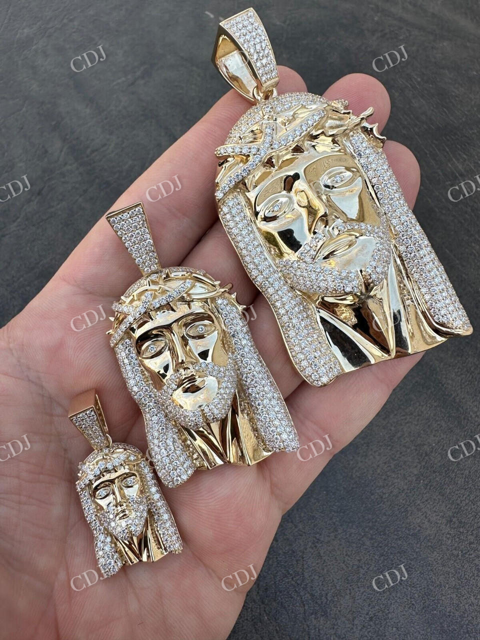 14K Yellow Gold Real Diamond Jesus Piece Pendant  customdiamjewel   