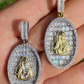 14K Gold Mary Iced Diamond Medallion Pendant  customdiamjewel   