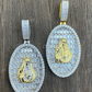 14K Gold Mary Iced Diamond Medallion Pendant  customdiamjewel   