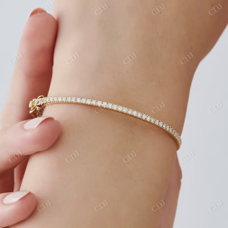 14k Solid Gold Stacking Natural Diamond Bangle Bracelet  customdiamjewel   