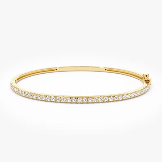 14k Solid Gold Stacking Natural Diamond Bangle Bracelet  customdiamjewel 10 KT Solid Gold Yellow Gold VVS-EF