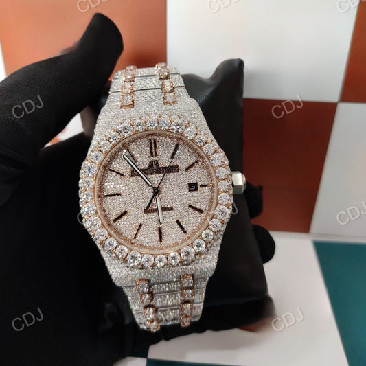 VVS Moissanite Diamond Watches Trendy Iced Out Lab Grown Diamond Watch VVS Clarity  Unique Numeric Watches  customdiamjewel   